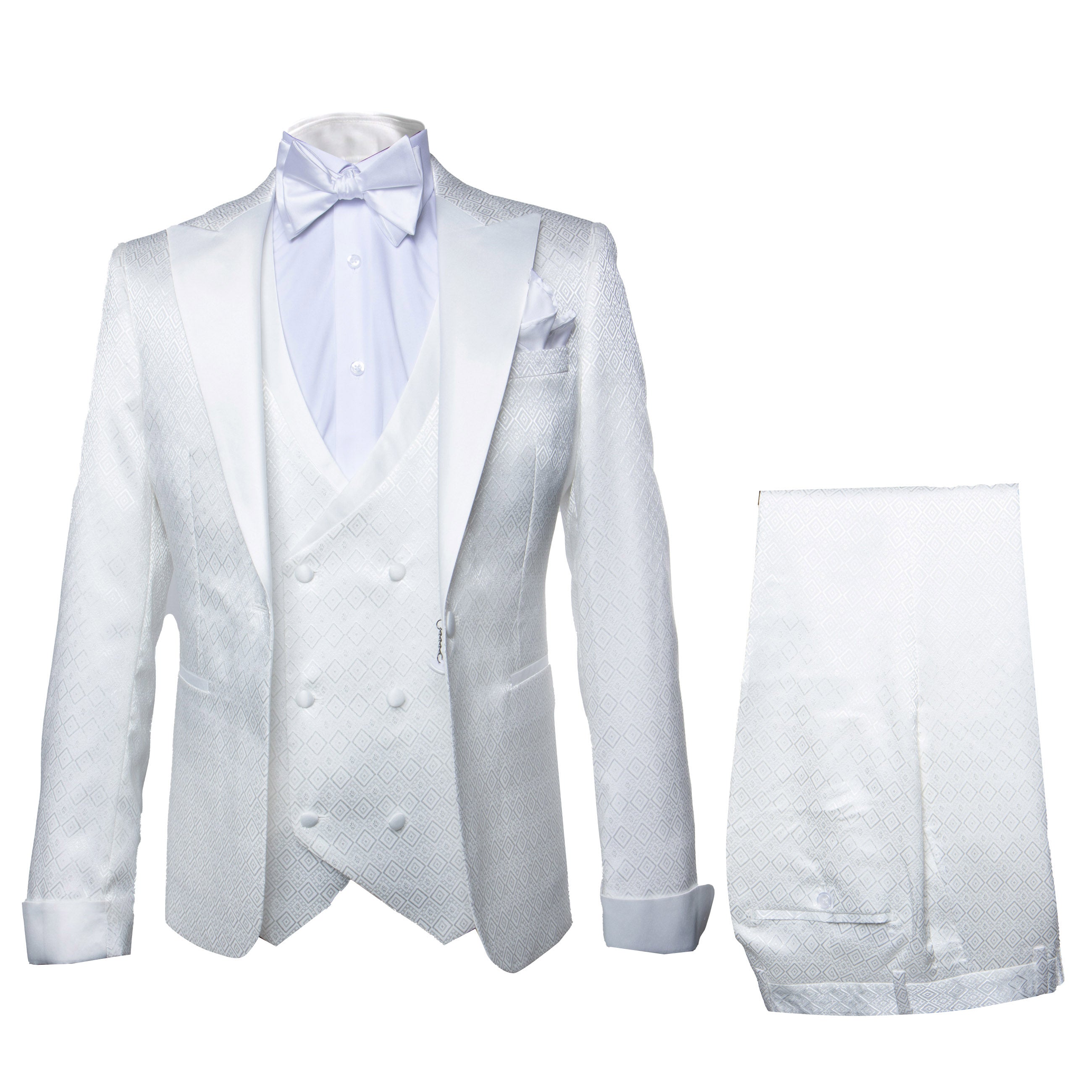 Rossi Man Slim Fit White 3-Piece Suit RM1911