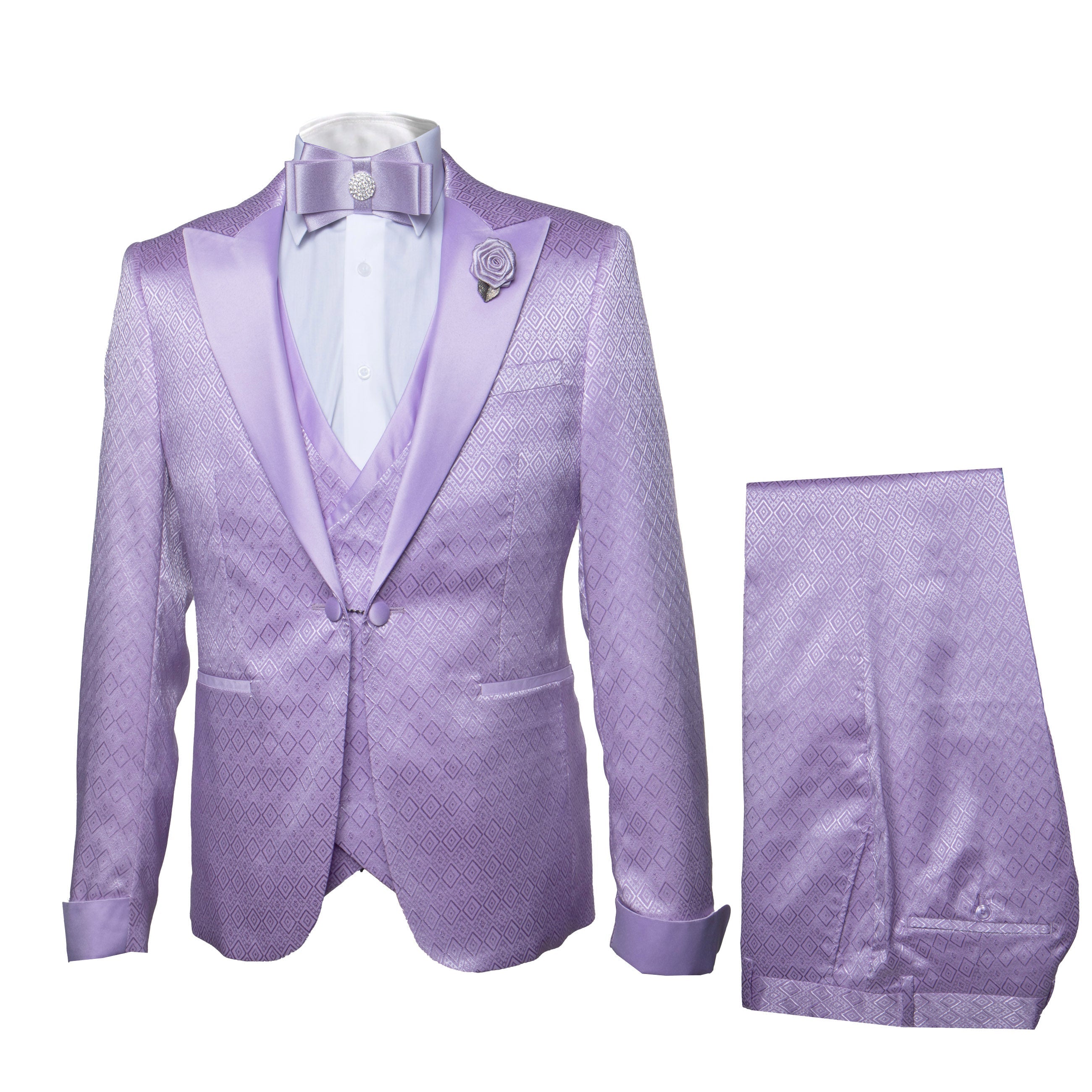 ROSSI MAN FORD RM1914 Purple 3 Piece Suit