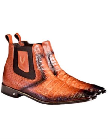Faded Cognac Caiman Chelsea Boots