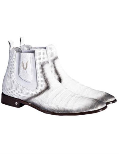 Faded White Caiman Chelsea Boots for Men