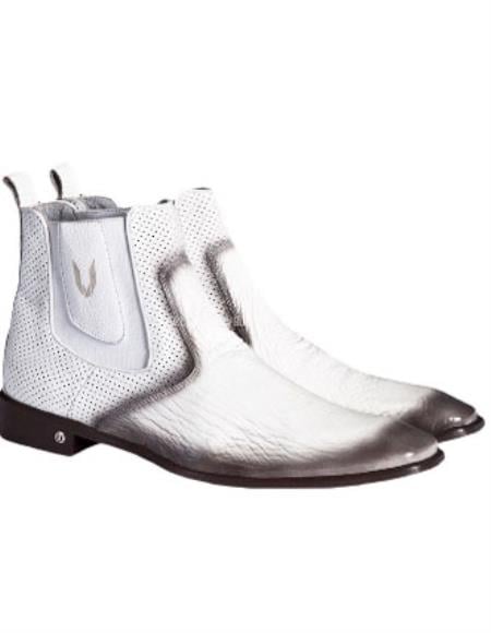 Men's Faded White Vestigium Genuine Sharkskin Chelsea Boots