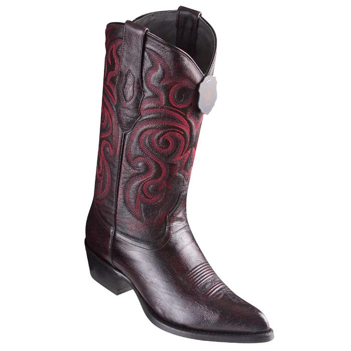 Black Cherry J Toe Ostrich Cowboy Boots