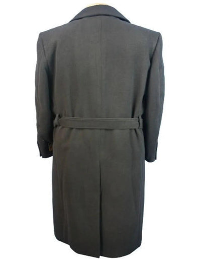 Men's Black Wool Belted Topcoat by Falcone