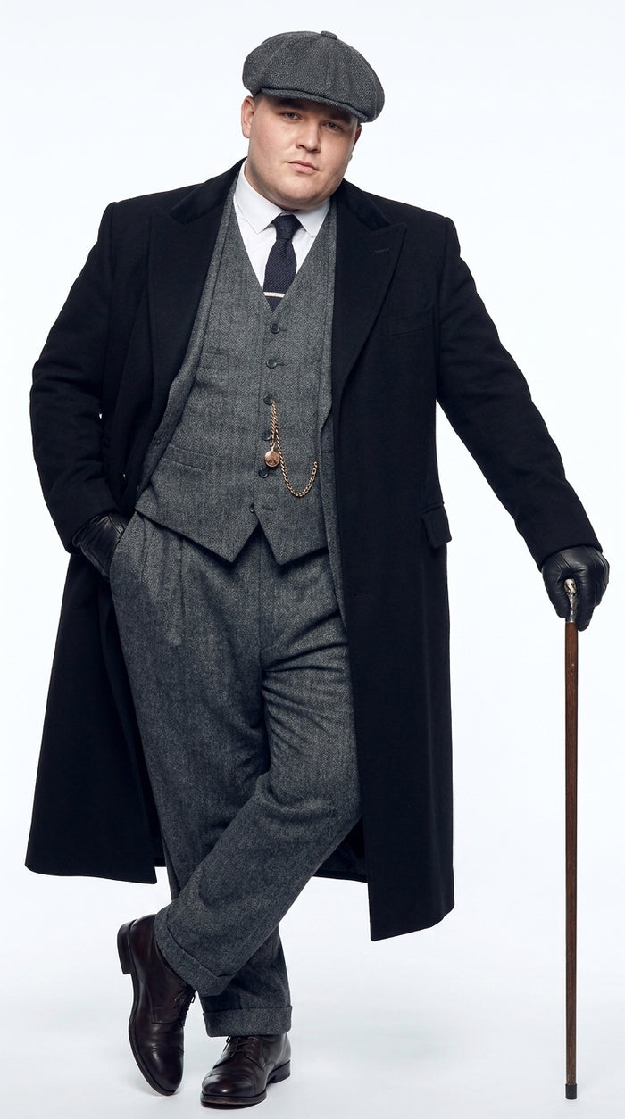 Men’s Black Peaky Blinders Full-Length Overcoat – Thomas Shelby Inspired Vintage Wool Coat