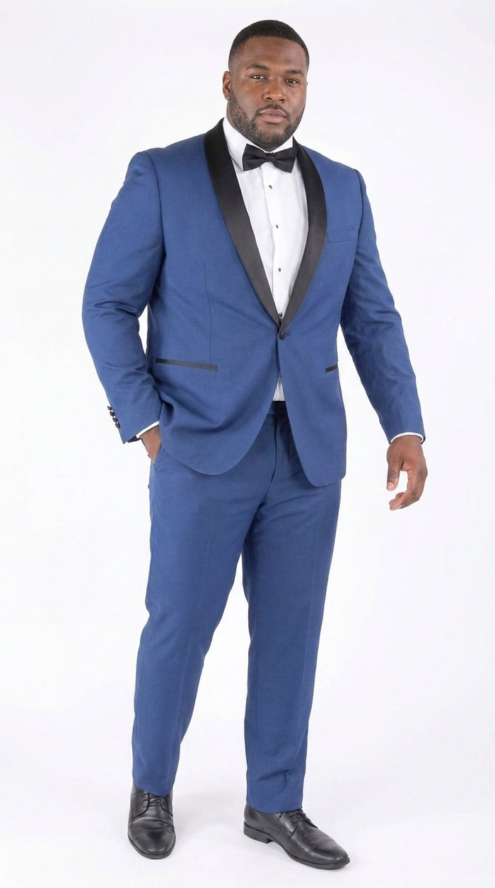 Men’s Cobalt Blue Tuxedo Suit – Black Shawl Lapel Wedding, Prom and Formal 2-Piece Suit