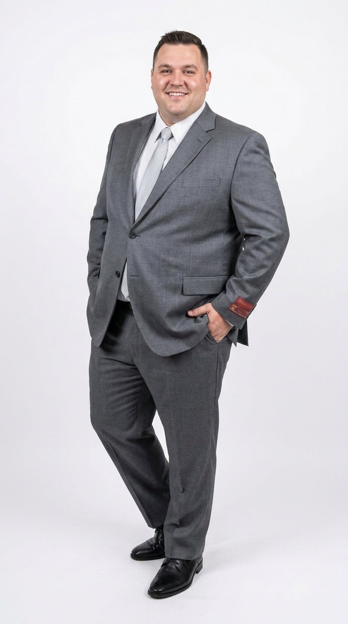 Authentic Tiglio Charcoal Gray 2-Button Wool Suit – Luxury Men's Business, Wedding & Formal Suit