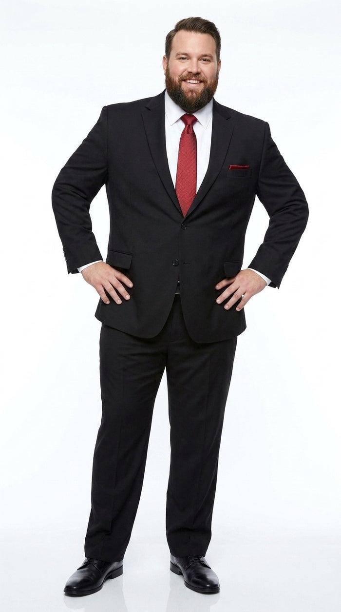 Authentic Tiglio Men’s Black 2-Button Suit – High-End Business, Wedding and Formal Suit