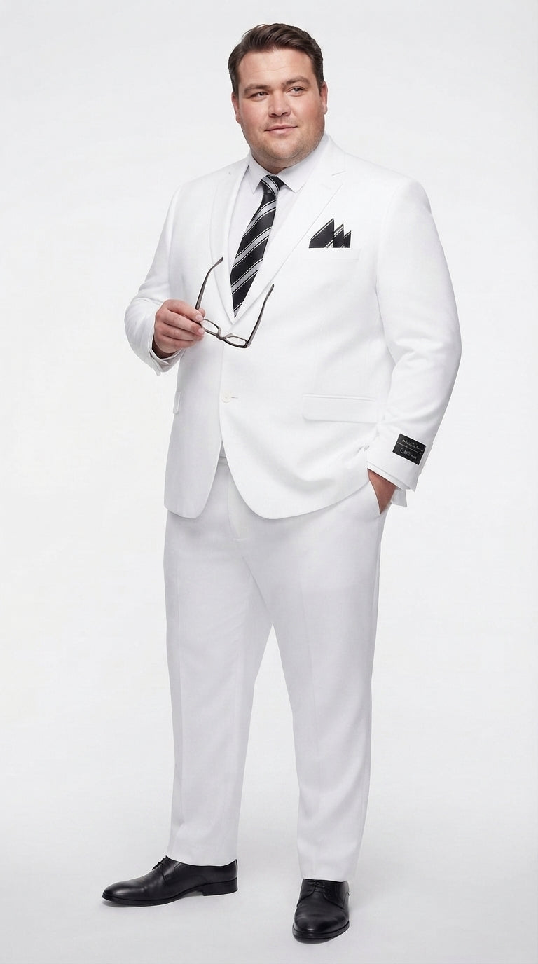 Men’s White Wedding Suit, 2 Button Formal Groom Prom Dress Suit
