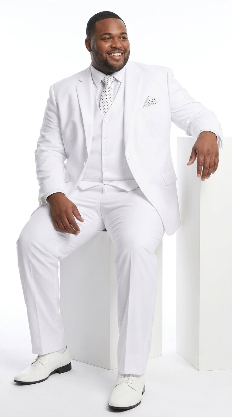 Men’s White 2 Button Wedding Suit, Modern Vested Formal Groom Prom Dress Suit