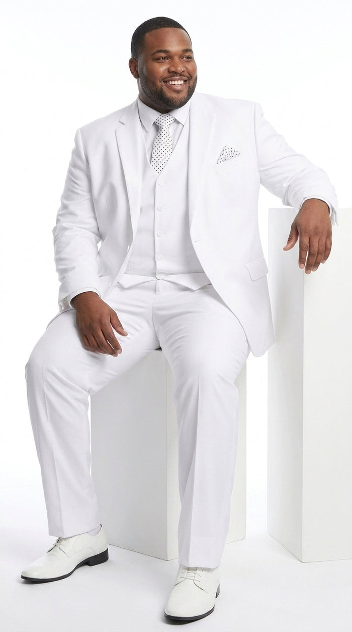 Men’s White 2 Button Wedding Suit, Modern Vested Formal Groom Prom Dress Suit