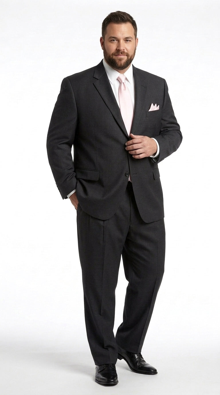Men’s Black 4 Button Classic Fit Suit, Double Pleated Fully Lined Formal Wedding Business Suit