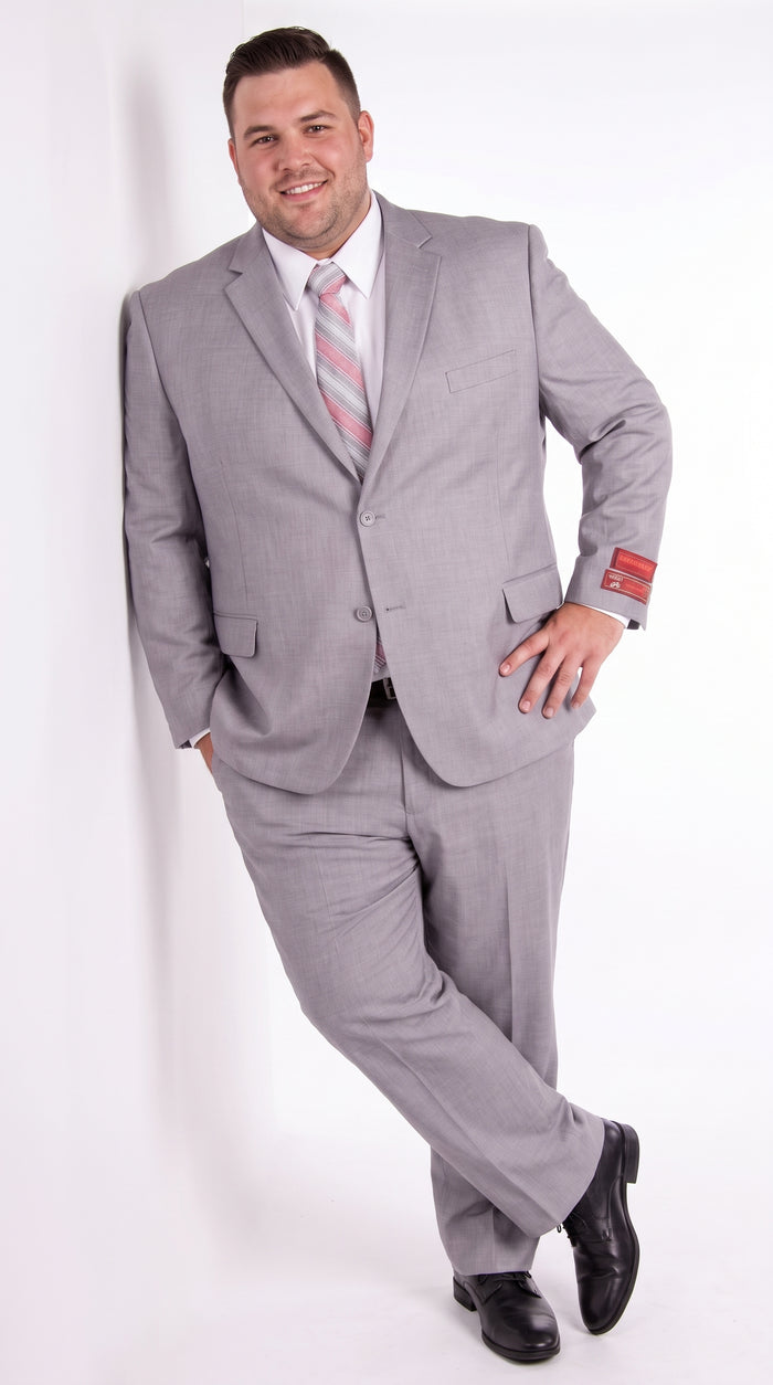 Tiglio Men’s Light Grey 2 Button Suit, High Quality Formal Wedding Business Dress Suit