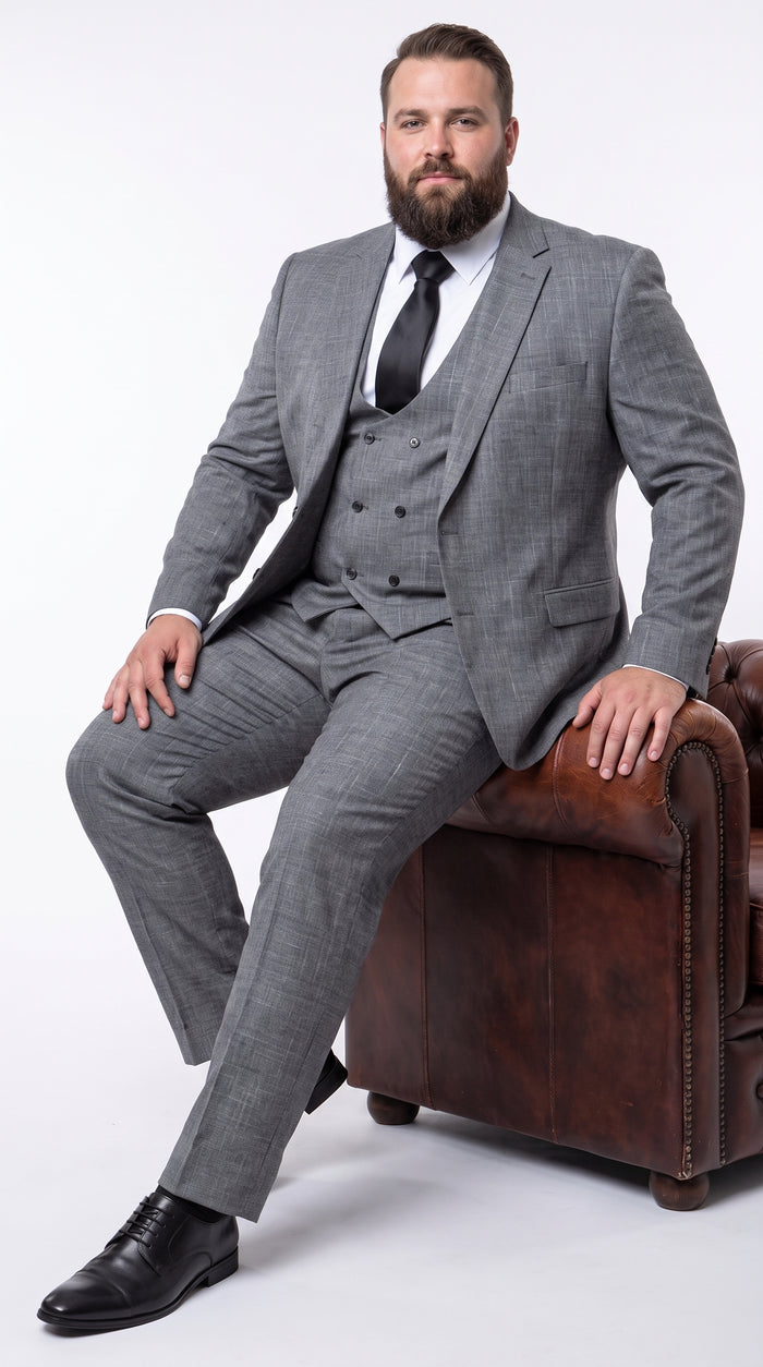 ROSSI MAN Max RM1784 Men’s Grey 3 Piece Suit, Formal Wedding Business Dress Suit