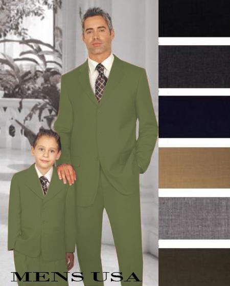 1 Men + 1 Boy Matching Set For Both Father And Son 2 For $278 Suit Olive Green Perfect for toddler Suit wedding attire outfits
