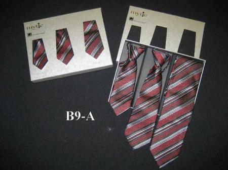 Fabric Protector Burgundy ~ Wine ~ Maroon Color Mytie Father And Sons Matching Ties Set - Men's Neck Ties - Mens Dress Tie - Trendy Mens Ties