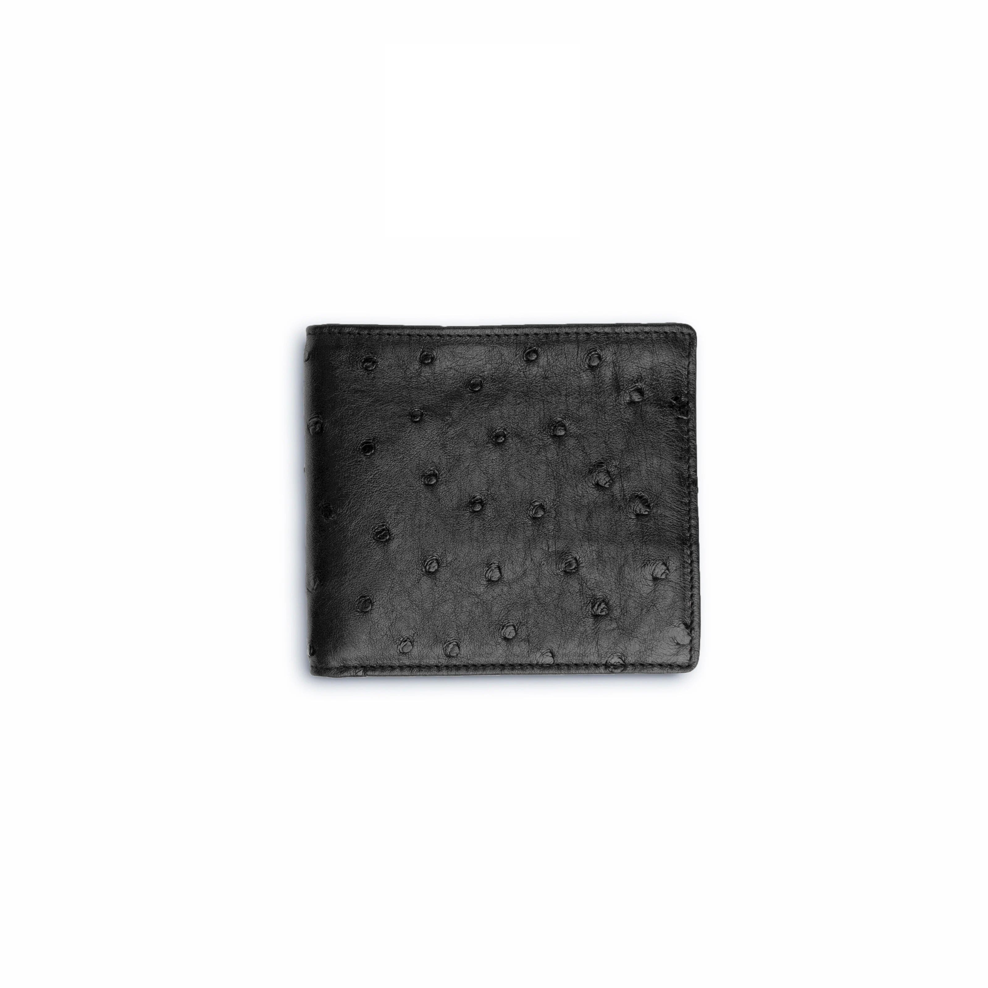 Ostrich Quill Hipster Wallet for Men - Black