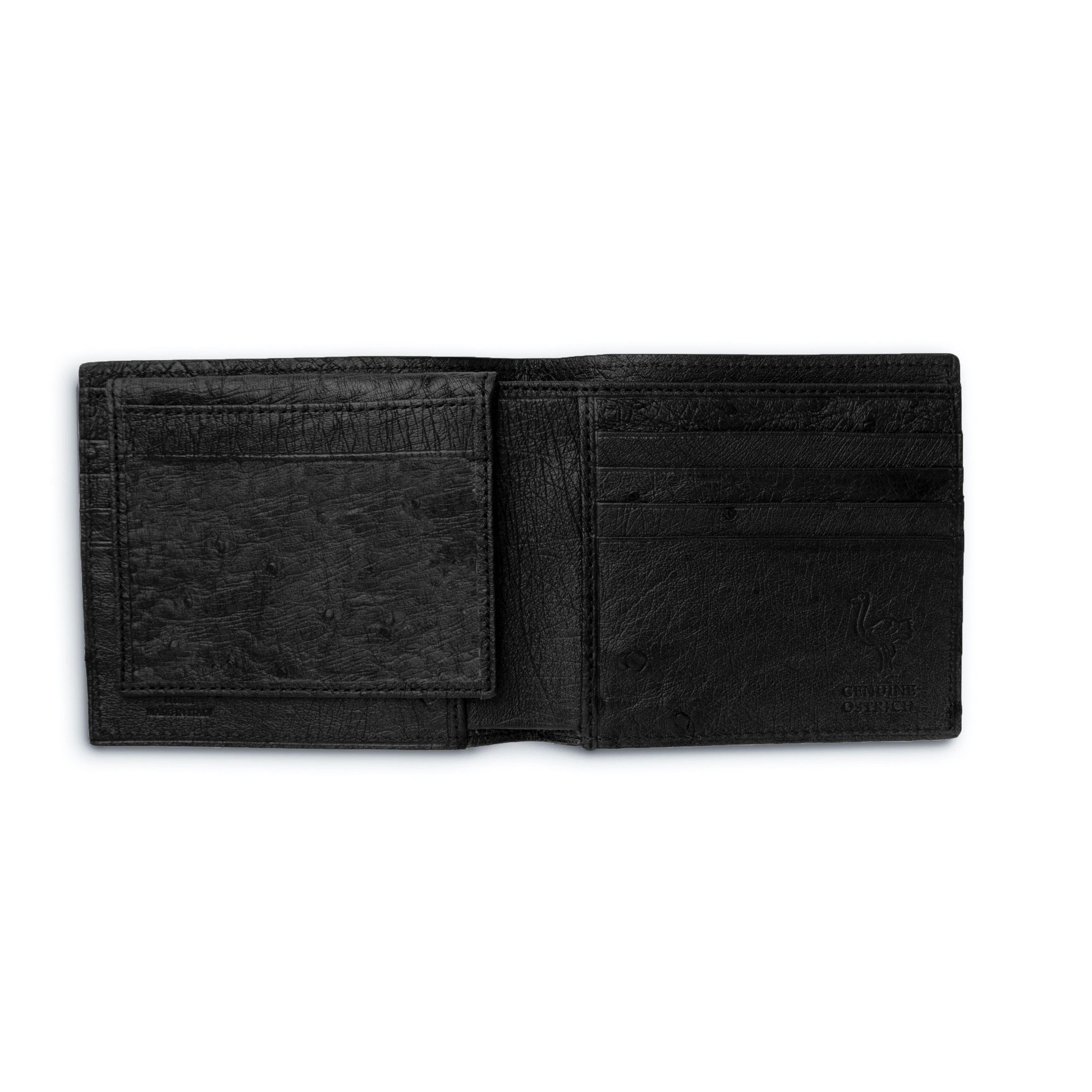 Ostrich Quill Billfold Wallet for Men - Black