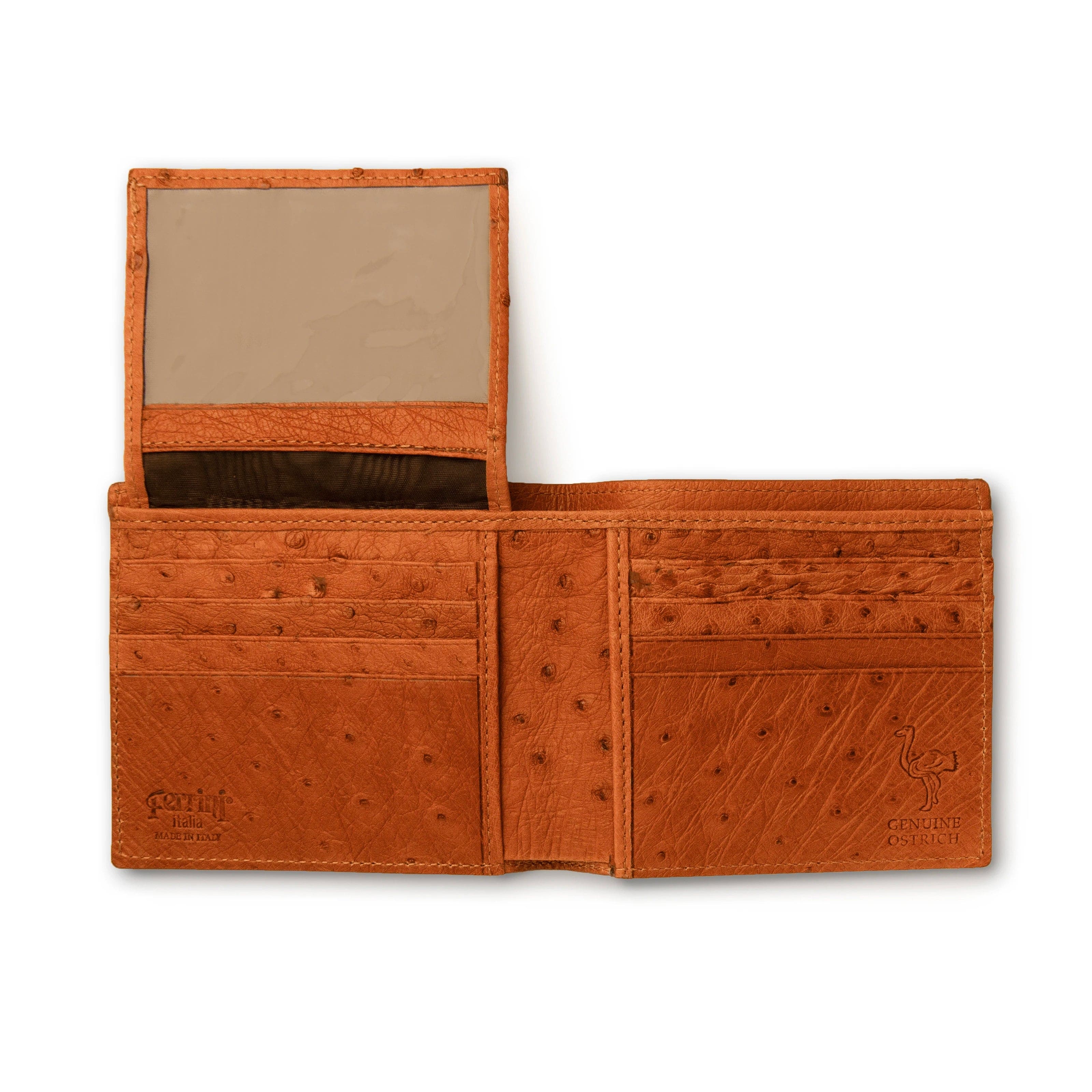 Ostrich Quill Billfold Wallet - Cognac