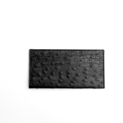 Full Ostrich Quill Checkbook Holder - Black