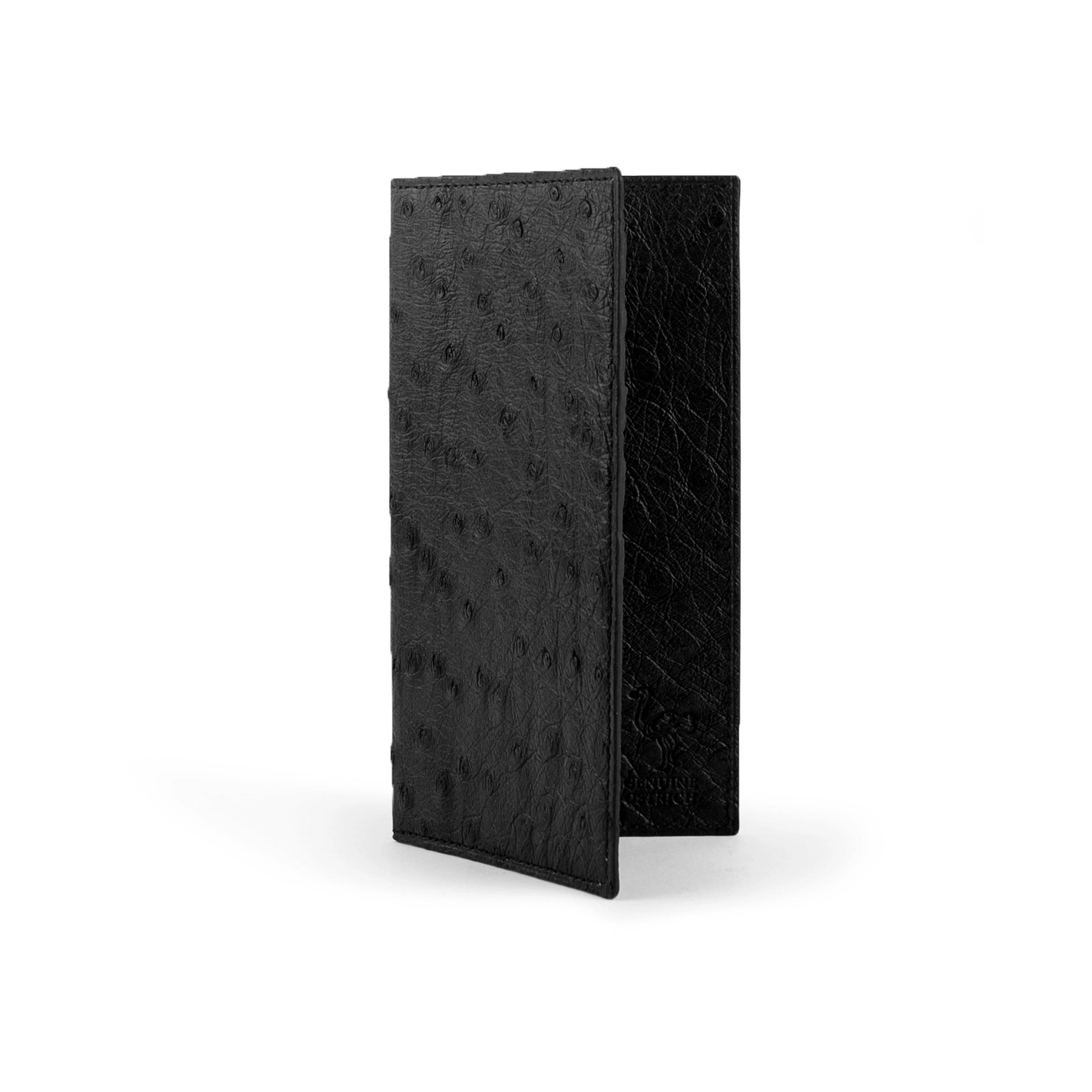 Full Ostrich Quill Checkbook Holder - Black