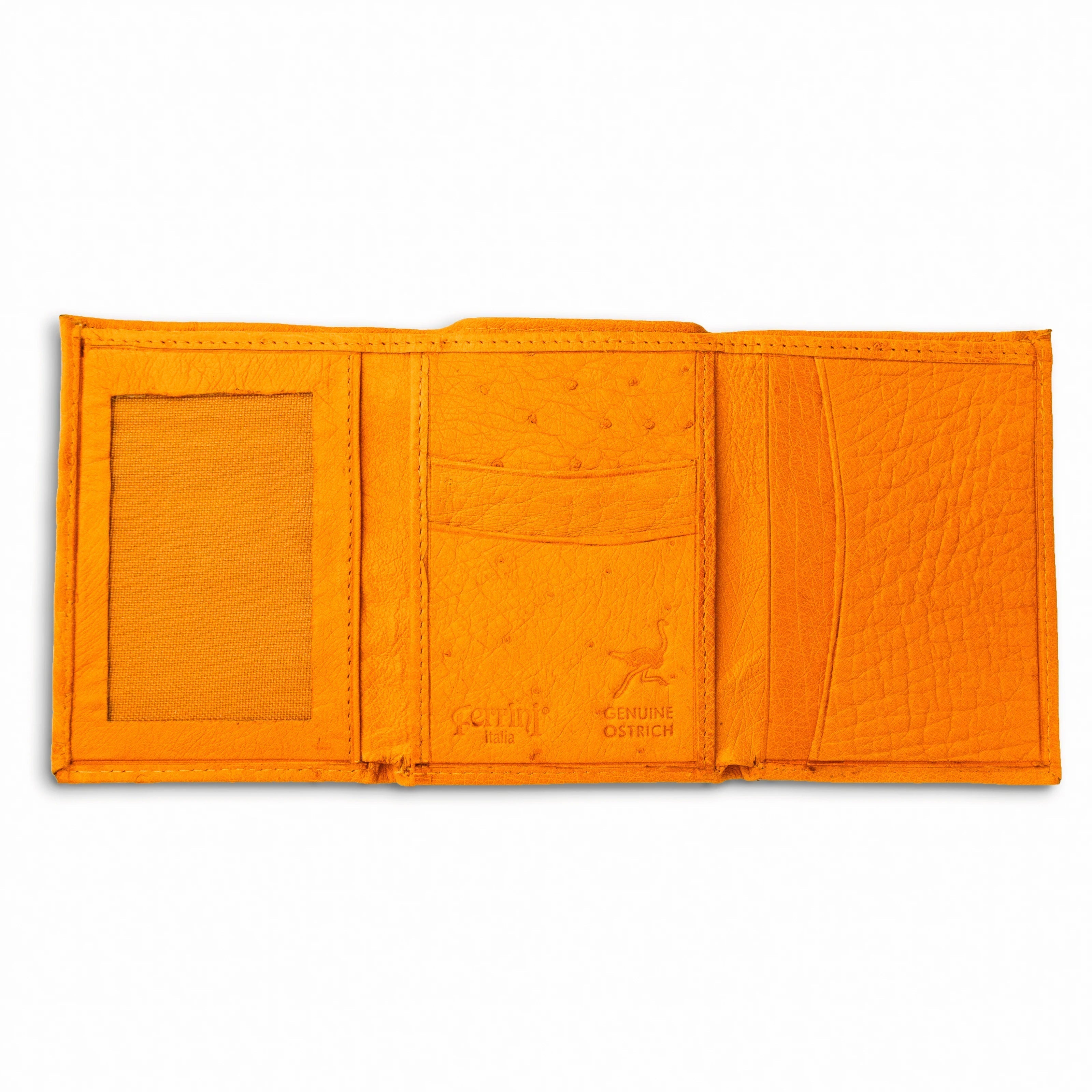 Smooth Ostrich Trifold Wallet in Buttercup