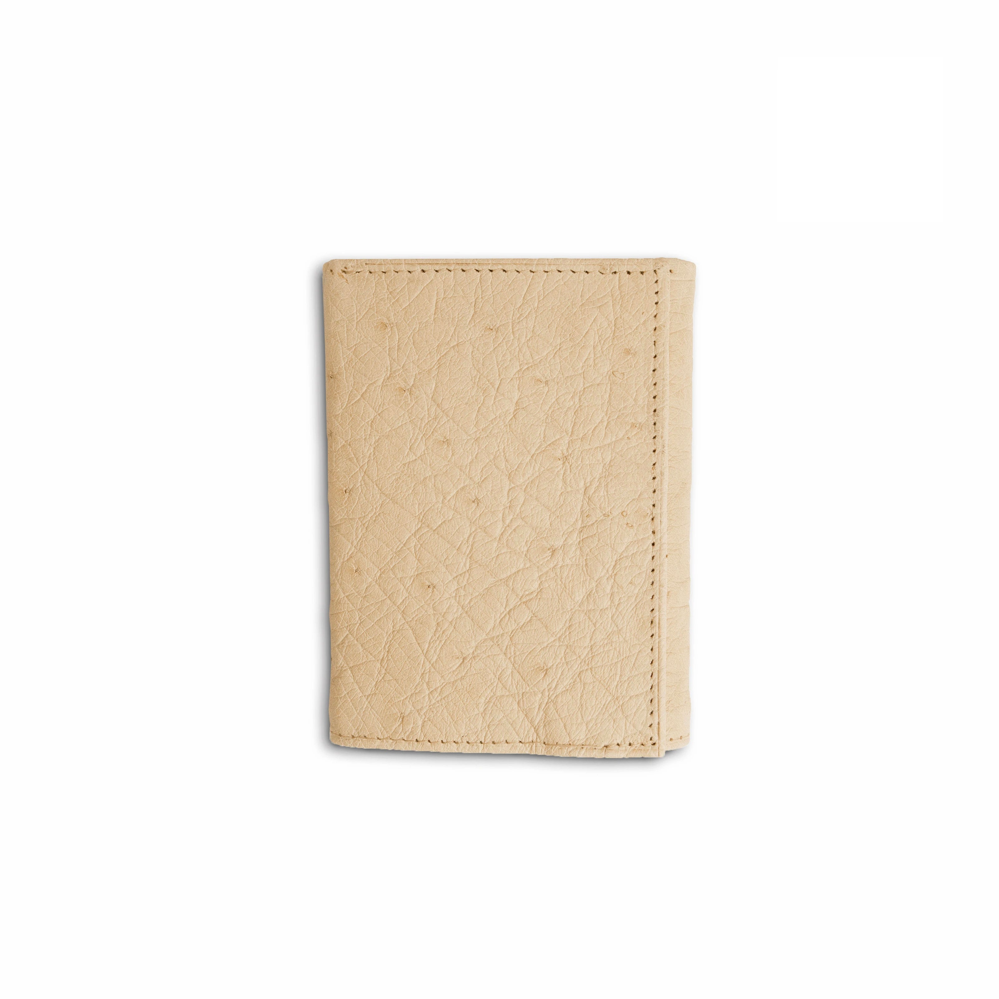 Mens Smooth Ostrich Trifold Wallet White