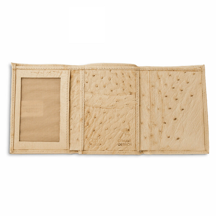 Mens Smooth Ostrich Trifold Wallet White