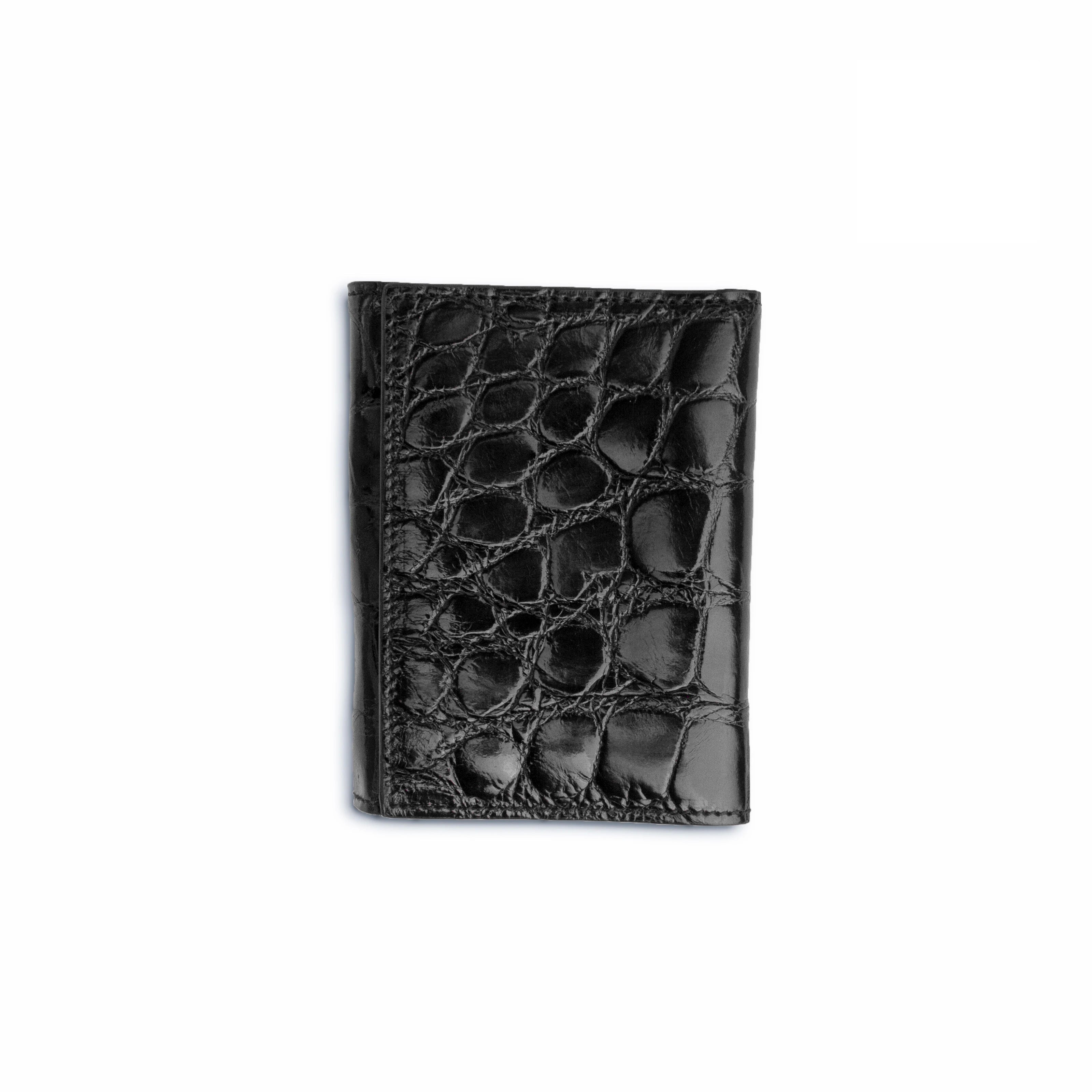 Alligator Trifold Wallet for Men, Black