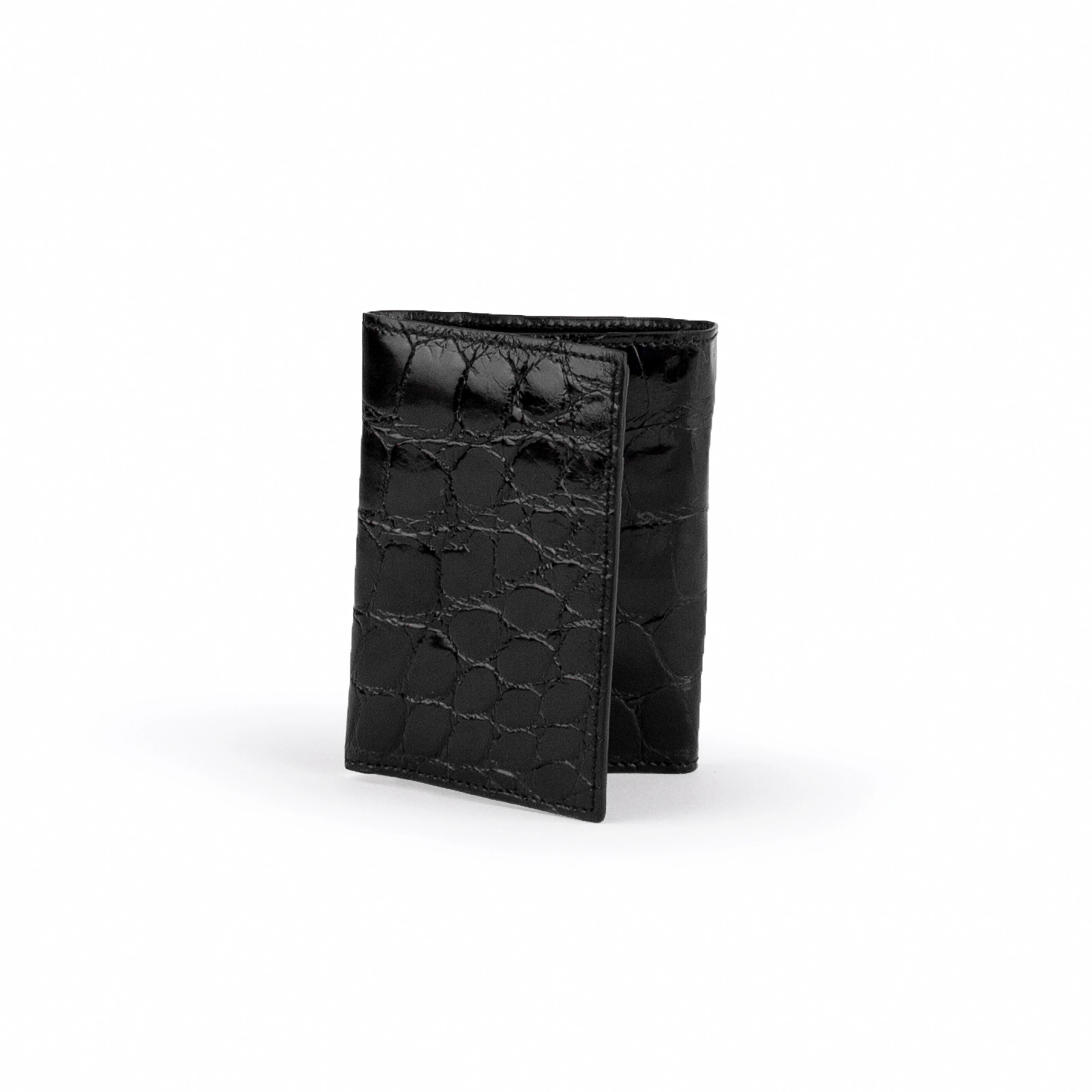 Alligator Trifold Wallet for Men, Black