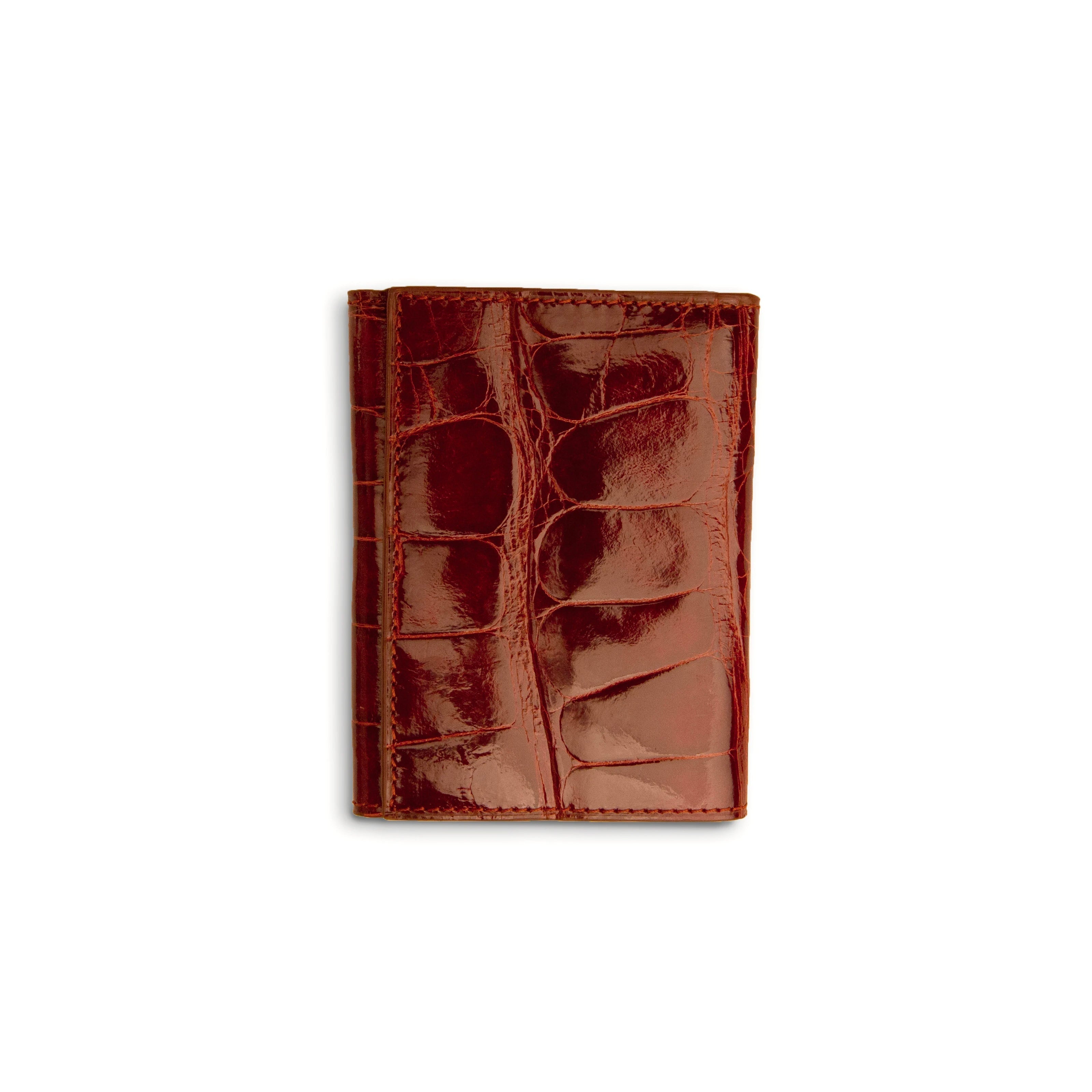 Mens Cognac Alligator Trifold Wallet