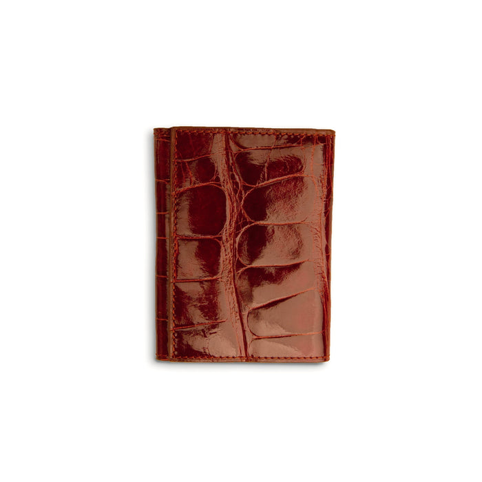 Mens Cognac Alligator Trifold Wallet