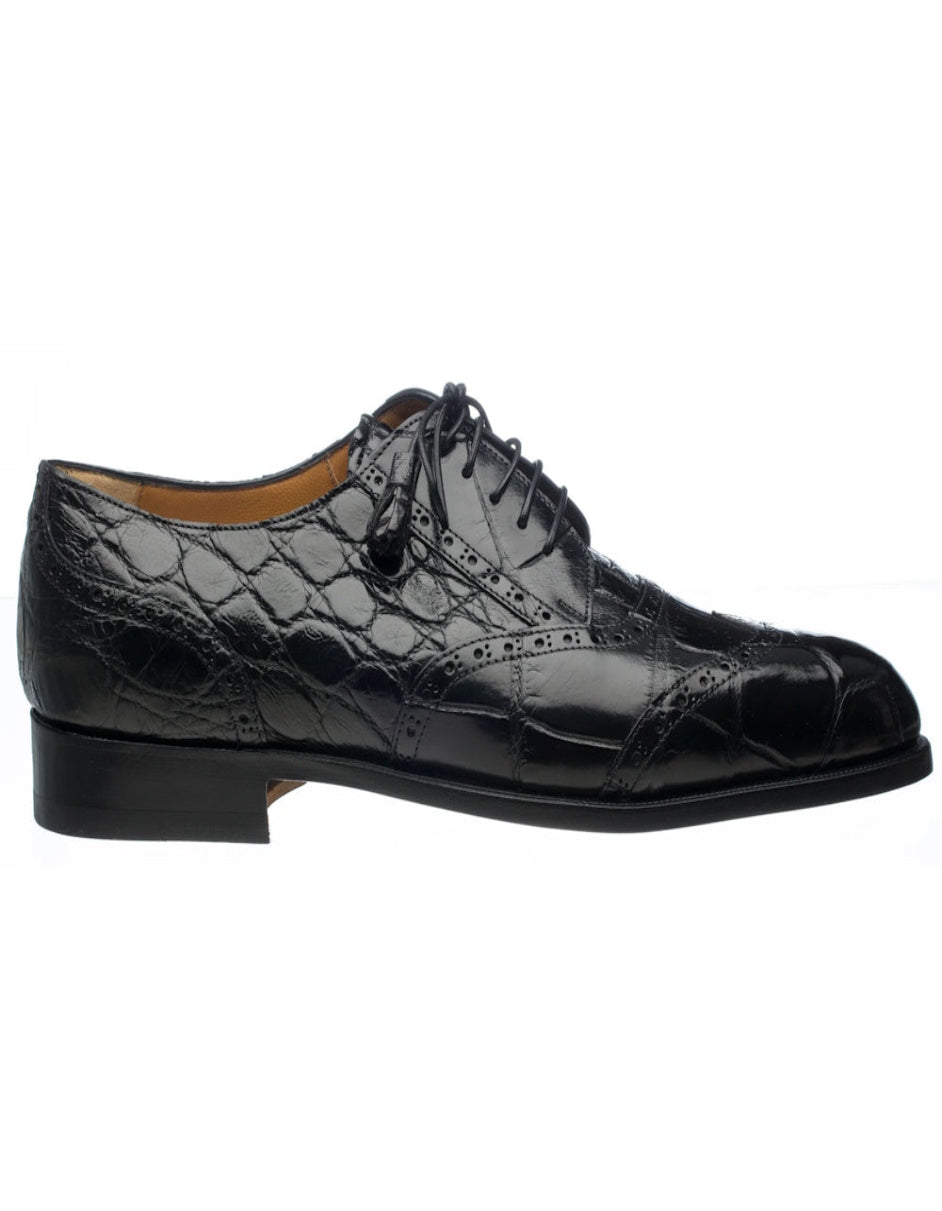 Ferrini 3673 Black Alligator Wingtip Dress Shoes