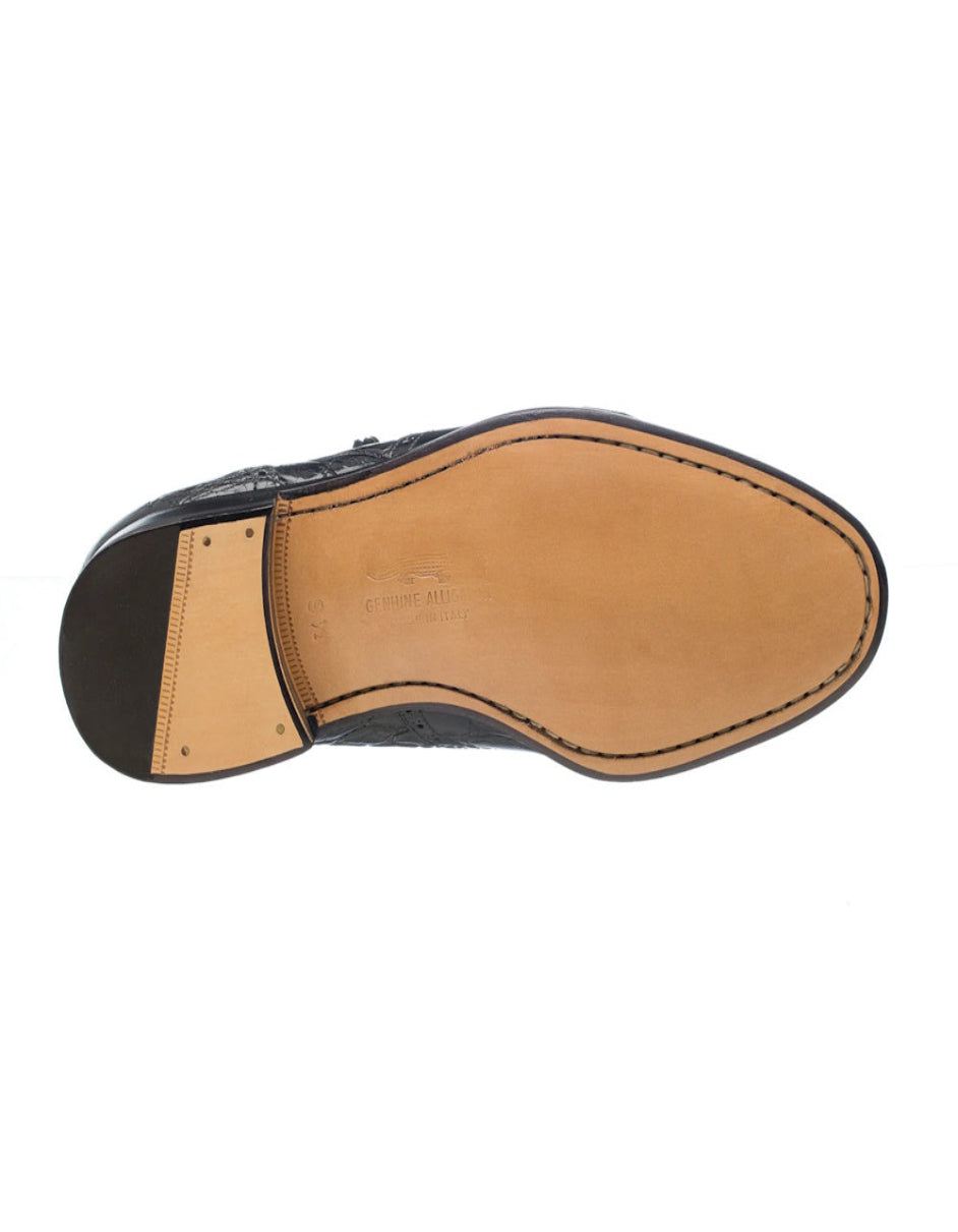 Ferrini 3673 Black Alligator Wingtip Dress Shoes