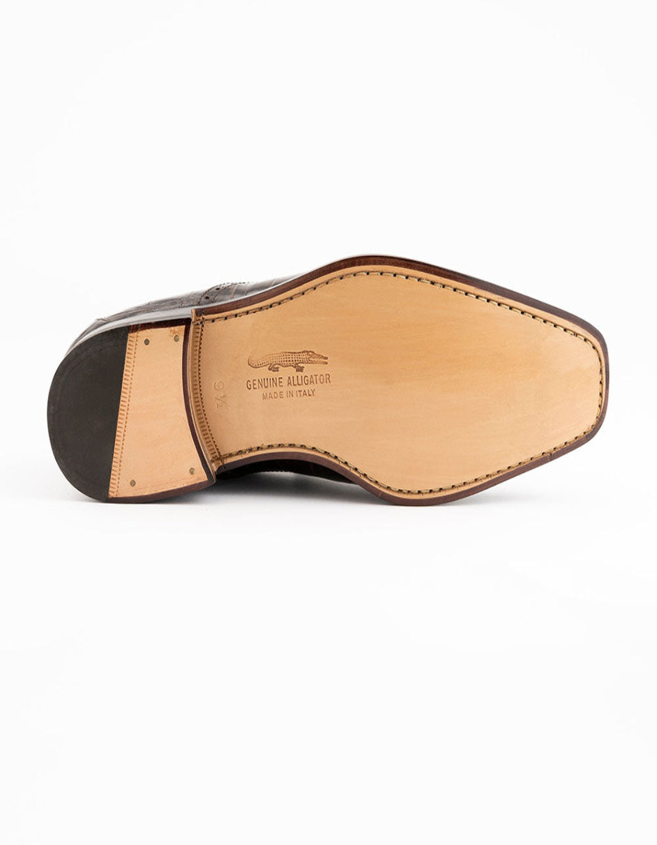 Ferrini 3922 Alligator Cap Toe Shoes Chocolate