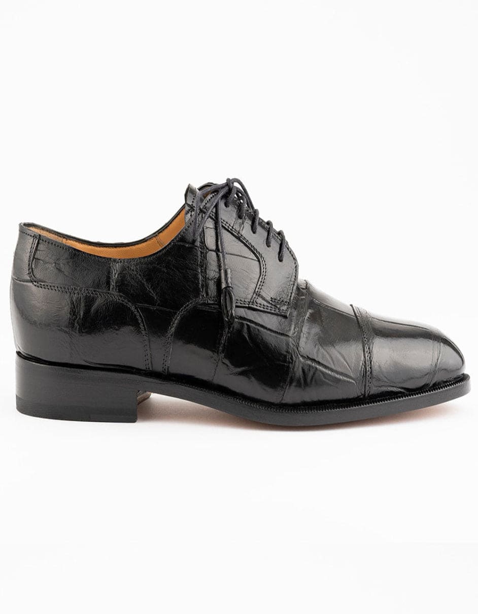 Ferrini 4288 Black Alligator Cap Toe Oxfords
