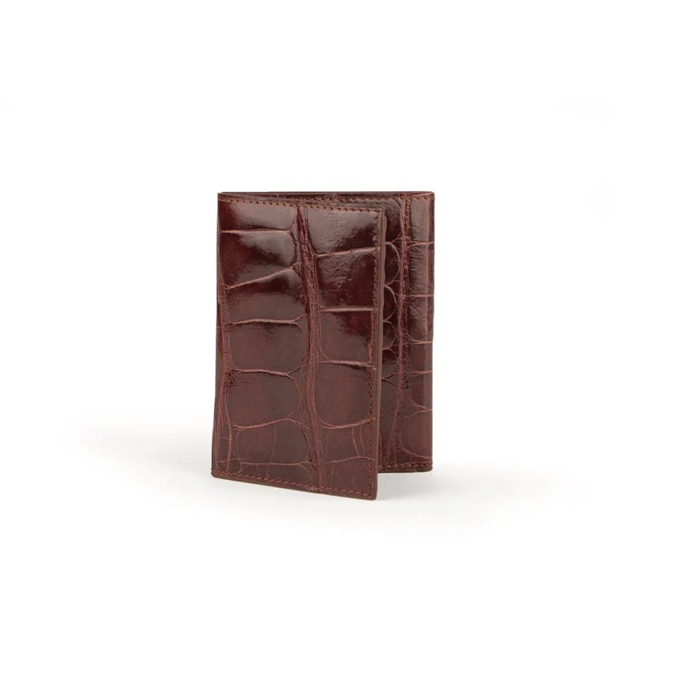 Ferrini Alligator Trifold Wallet in Cognac