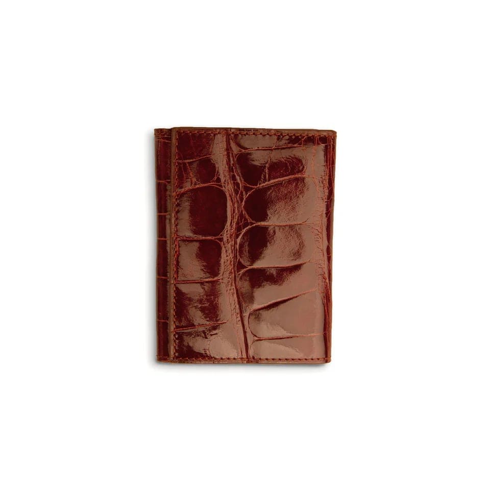 Ferrini Alligator Trifold Wallet in Cognac