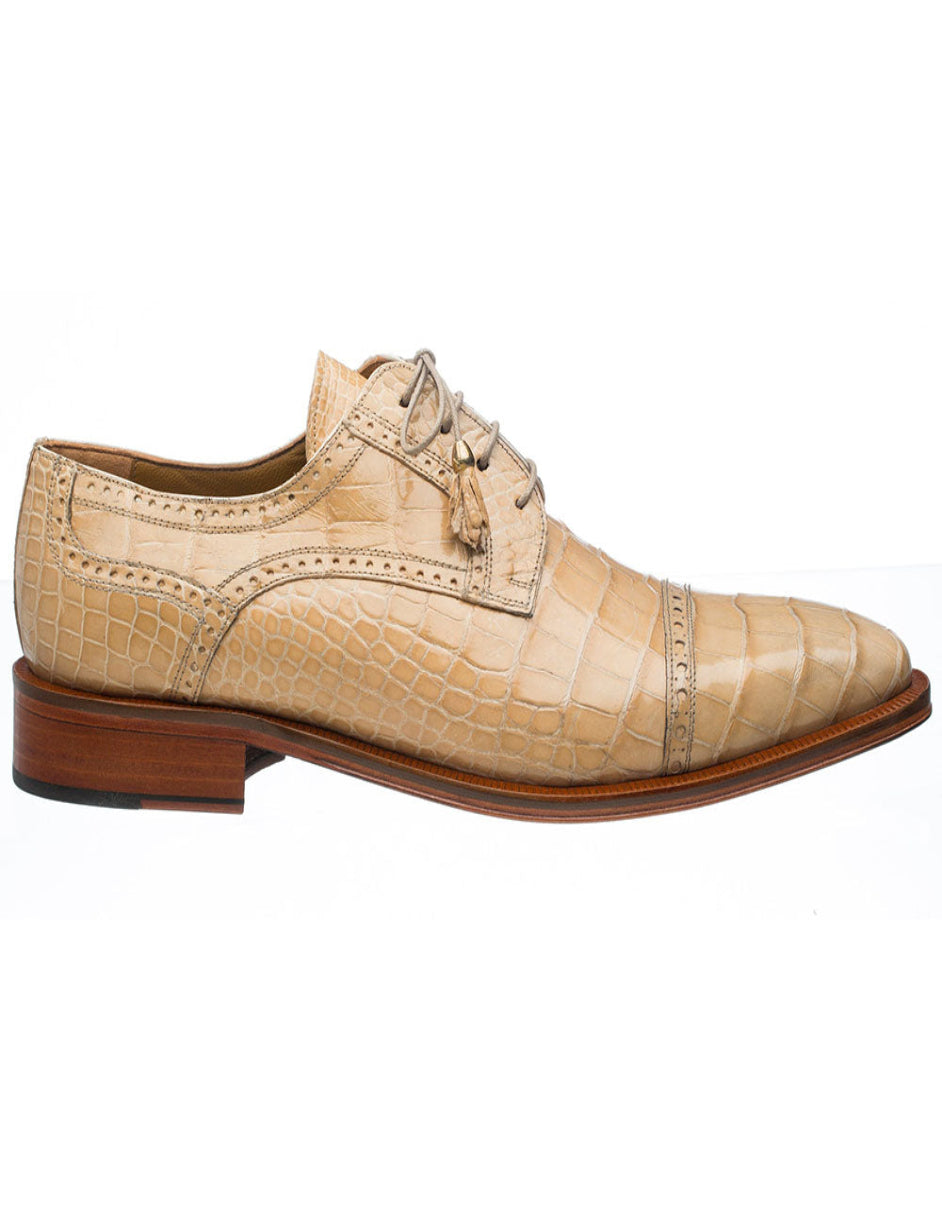 Ferrini Alligator Cap Toe Dress Shoes Dune