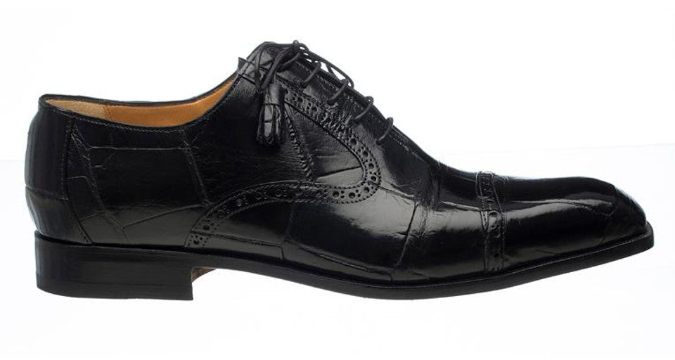 Ferrini Cap Toe Black Italian Alligator Shoes