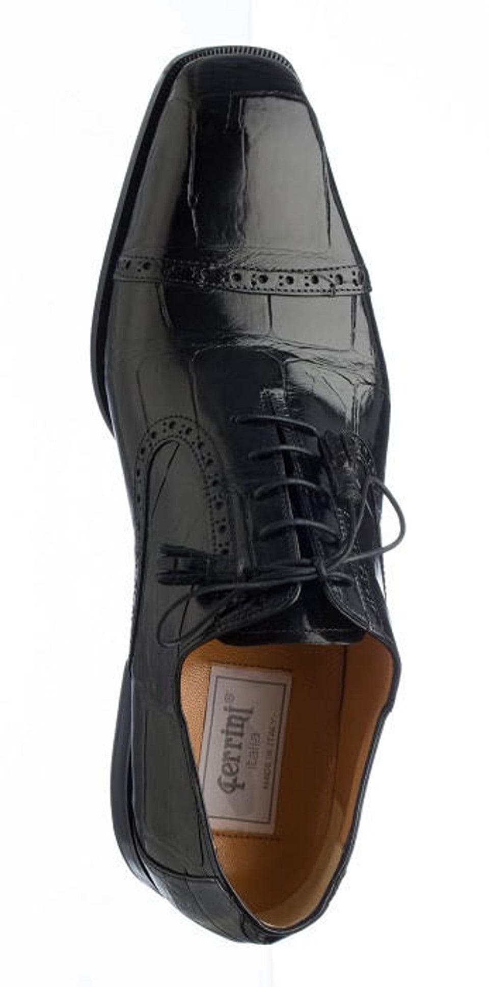 Ferrini Cap Toe Black Italian Alligator Shoes
