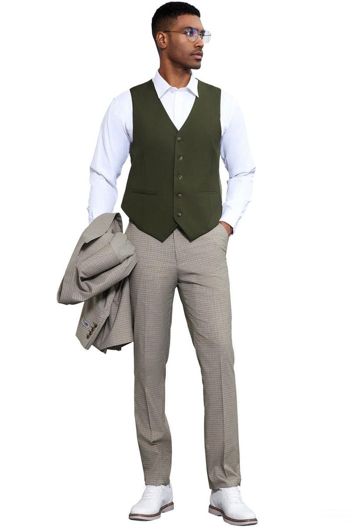 Stacy Adams Sage Micro Check Vested Suit