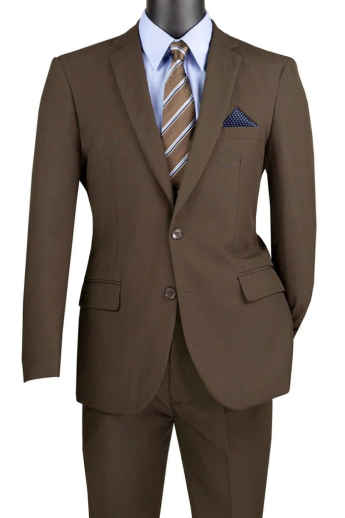 Lucci 2-Button with Flat Front Slacks Budget Suit - Brown