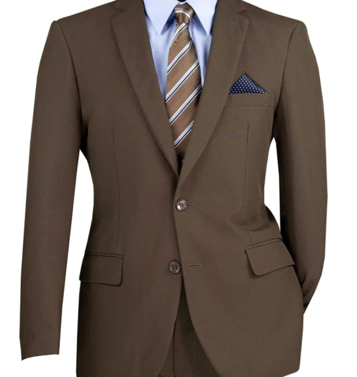 Lucci 2-Button with Flat Front Slacks Budget Suit - Brown