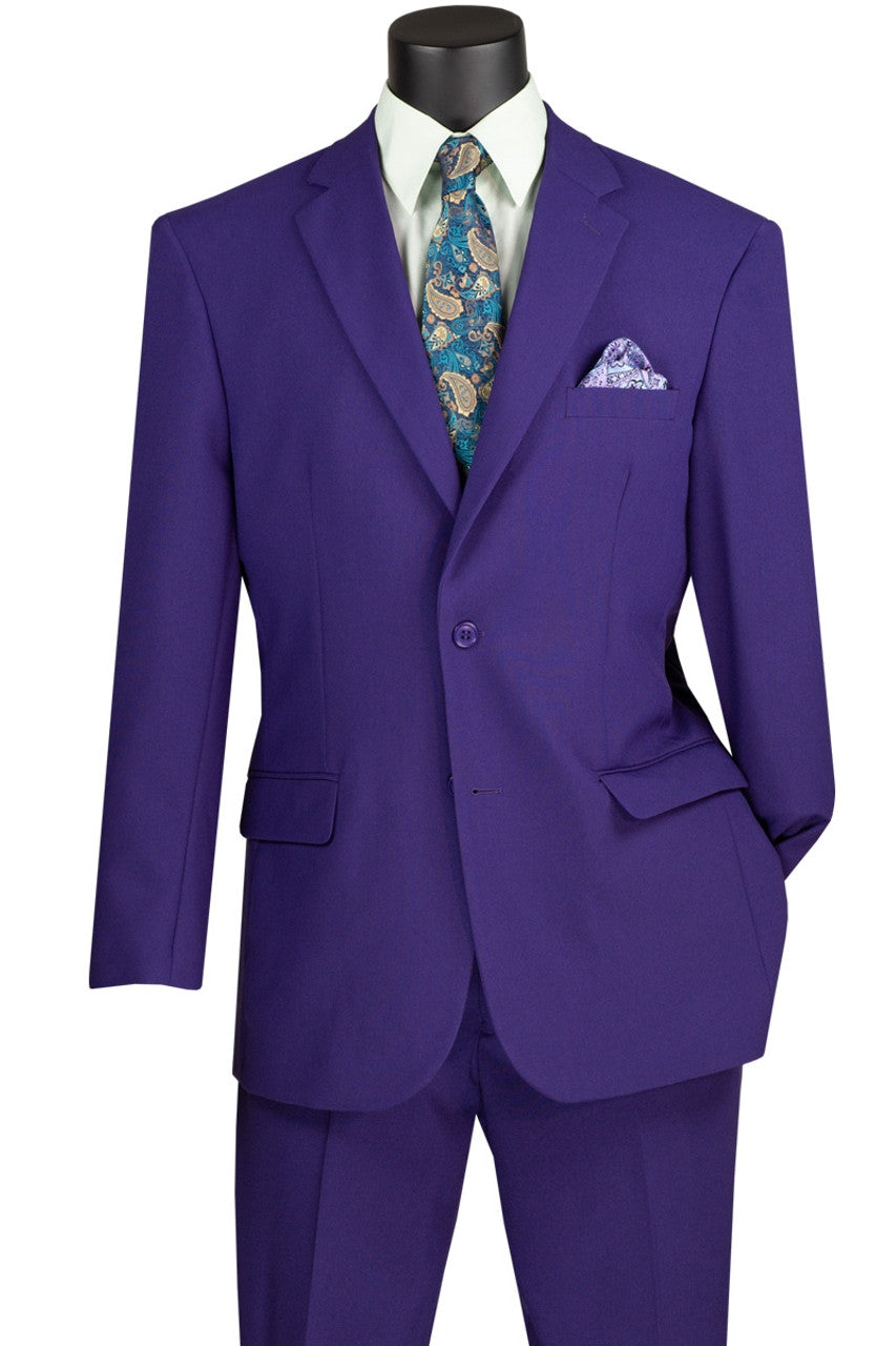 Lucci 2-Button with Flat Front Slacks Budget Suit - Purple