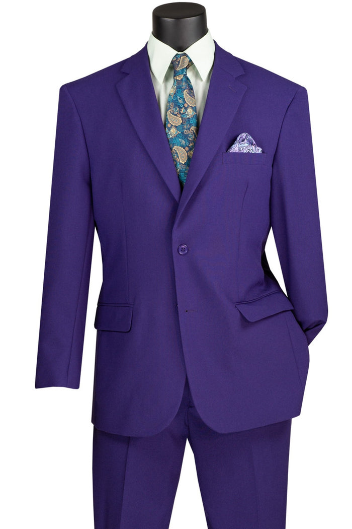 Lucci 2-Button with Flat Front Slacks Budget Suit - Purple