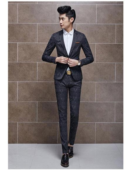 Men's 1 Button Black Suits