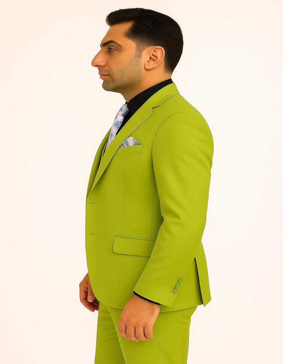 Men's Lime Green Slim Fit Three-Piece Suit