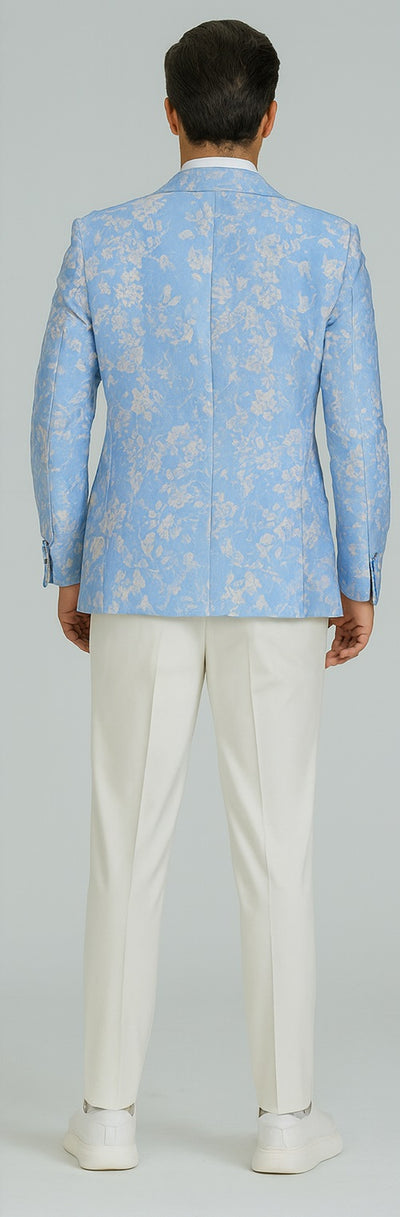 Floral Sportcoat - Big and Tall Tuxedo Dinner Jakcet - 2023 Fancy Sky Blue Blazer