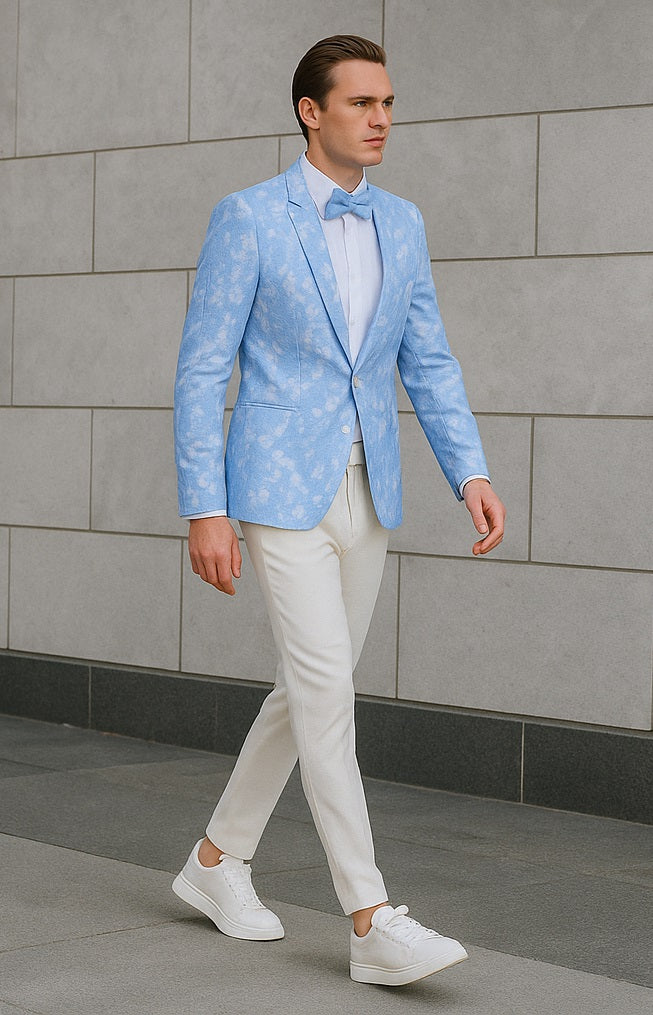 Floral Sportcoat - Big and Tall Tuxedo Dinner Jakcet - 2023 Fancy Sky Blue Blazer