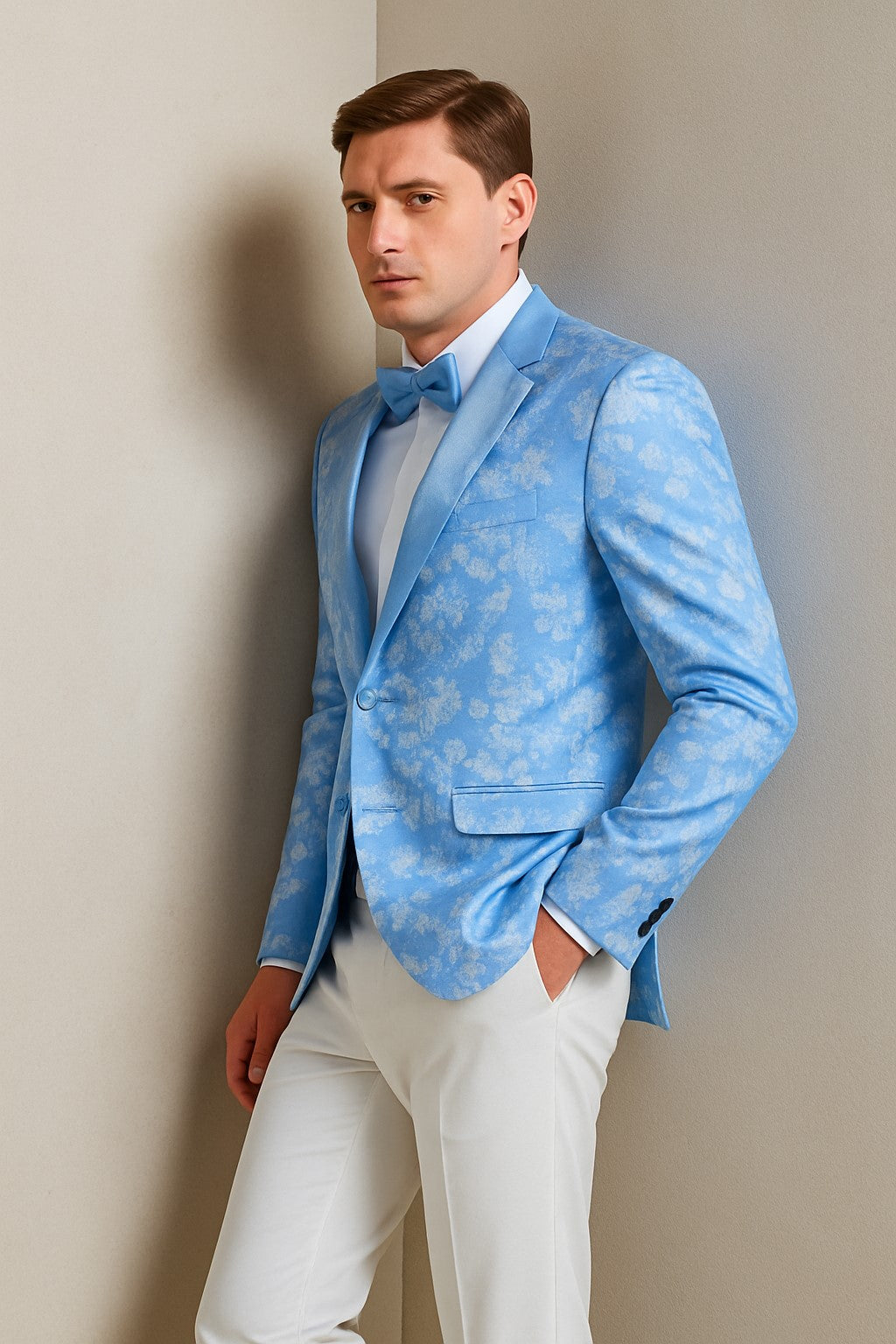Floral Sportcoat - Big and Tall Tuxedo Dinner Jakcet - 2023 Fancy Sky Blue Blazer